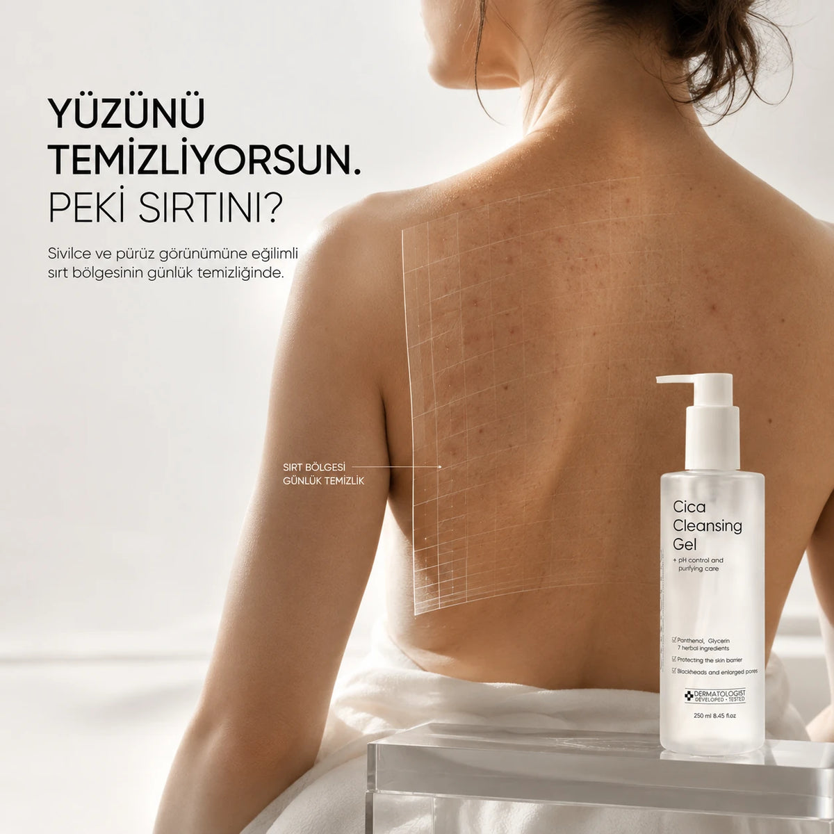 Sırt bölgesinin temizliği için Cica Cleansing Gel