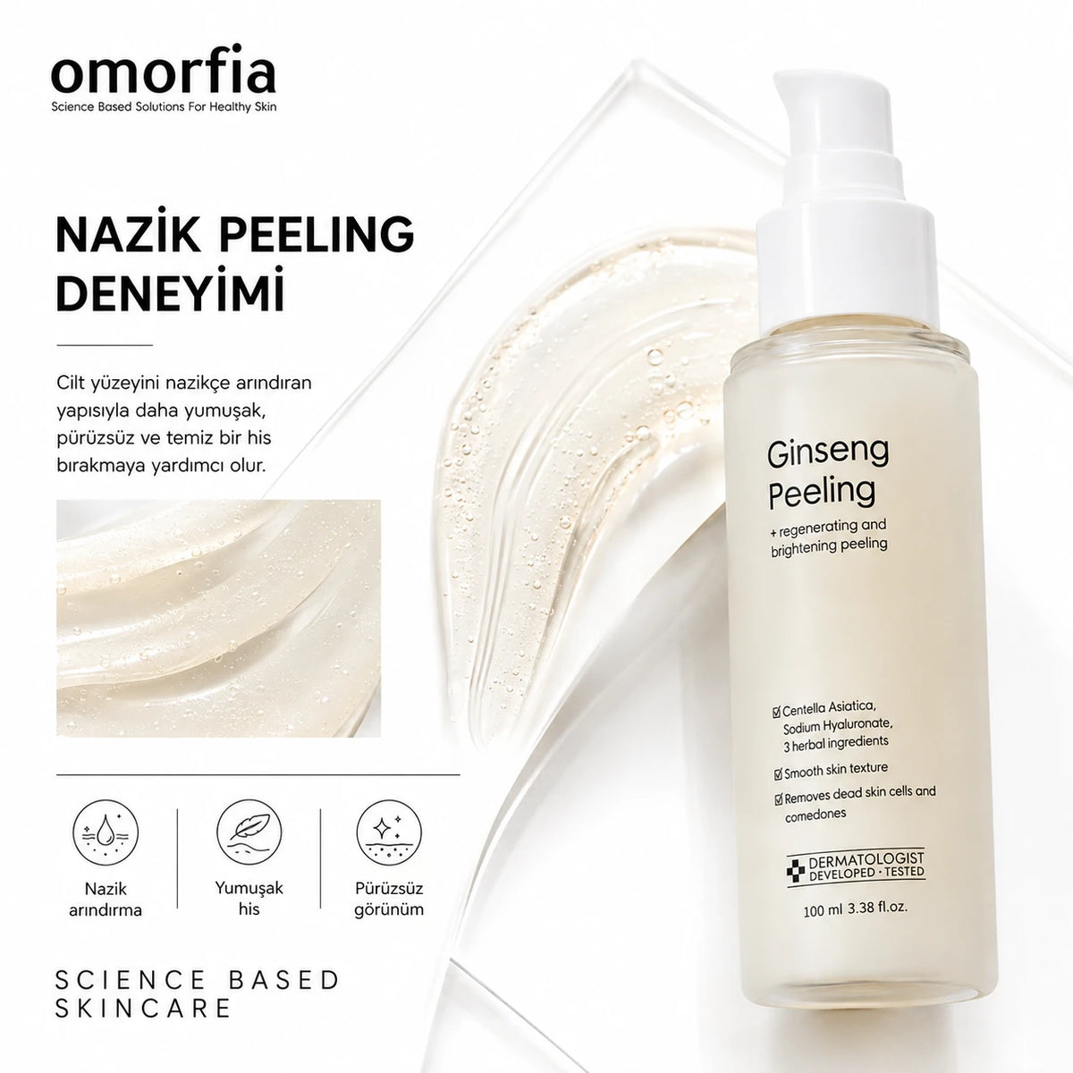 Ginseng Peeling jel dokusu ve şişesi
