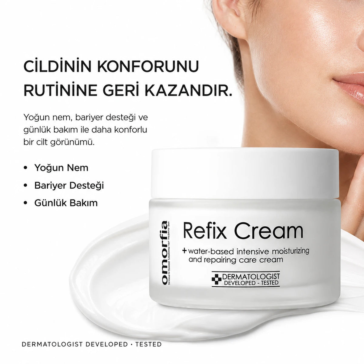 Refix Cream kavanozu ve krem dokusu
